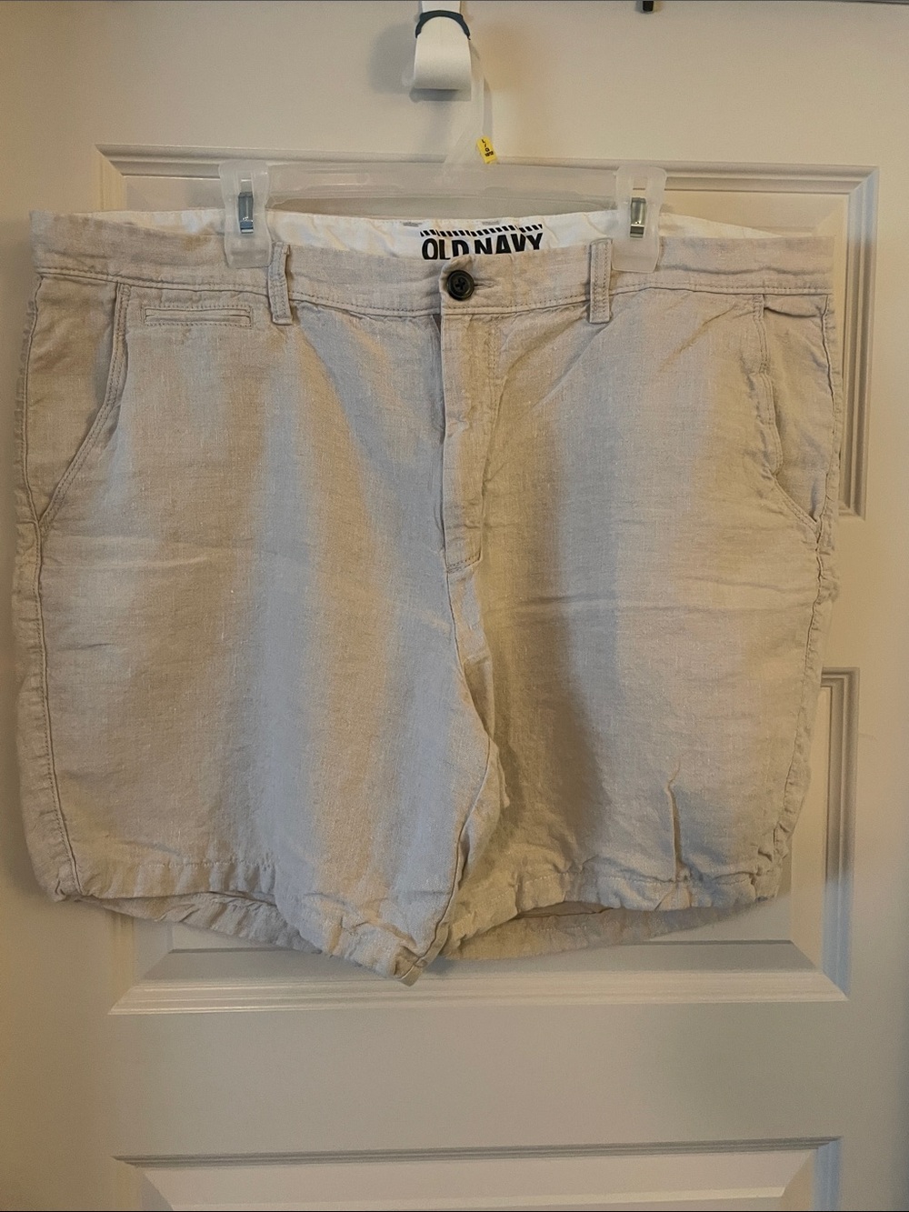 Old Navy Light Beige Linen-Blend Men's Flat Front Shorts